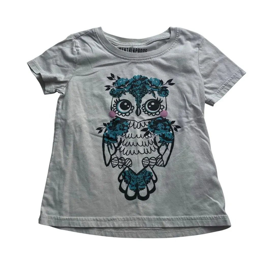 Weather Proof Vintage Owl Print Short Sleeve Graphic Tee - Off White